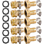Garden Hose Repair Connector Kit, Fit For 3/4" Or 5/8" Garden Hose Fitting | 5 Set Male And Female Hose Adapter, Water Hose Repair Kit With Clamps