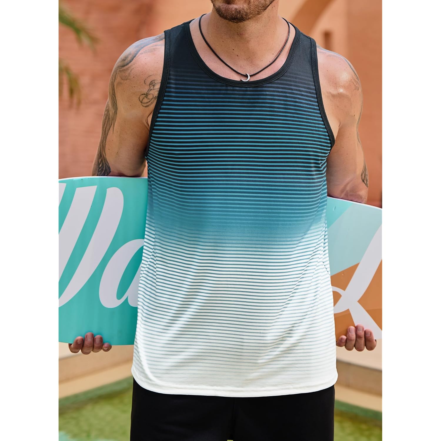 Vogstart Mens Hawaiian Beach Tank Tops Summer Vacation Muscle Top Graphic Sleeveless Shirts (S-3Xl)