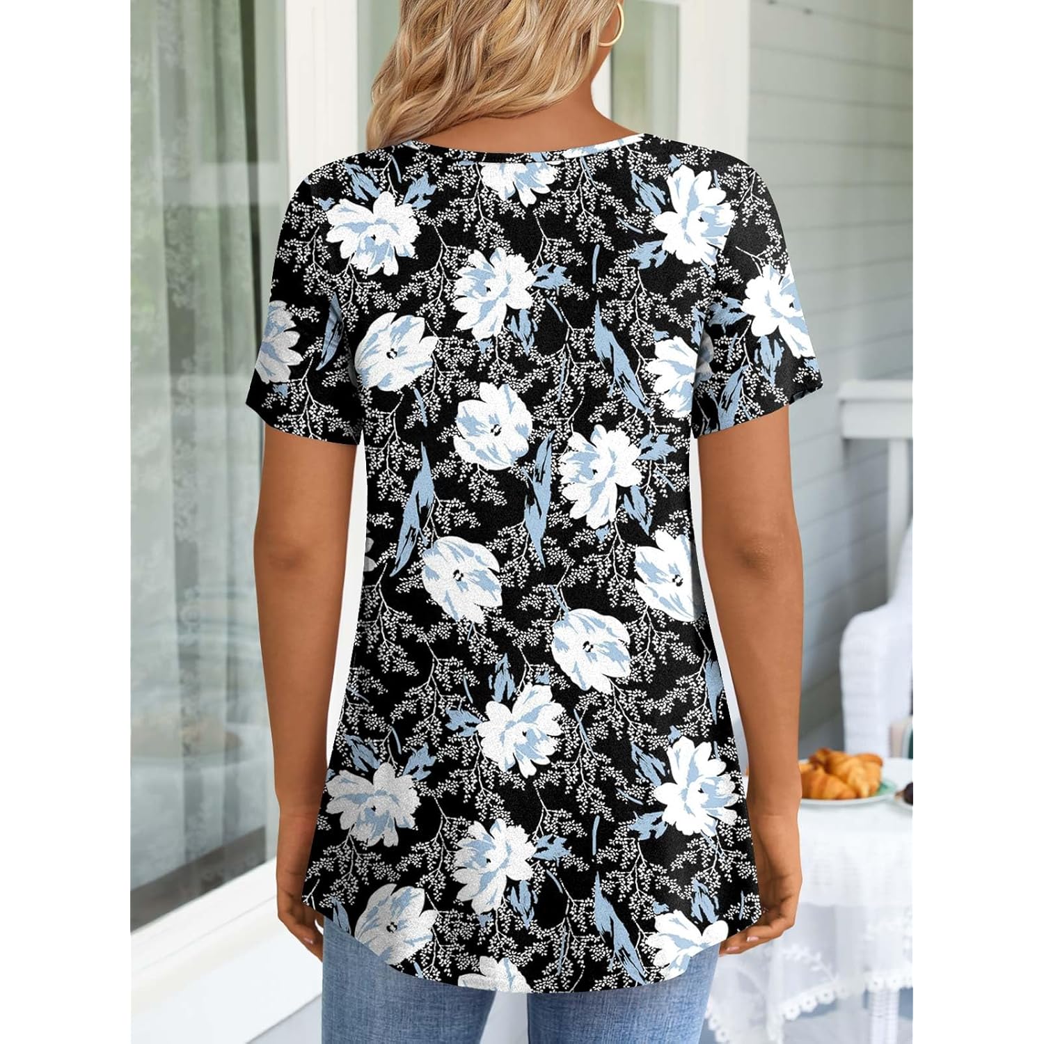 Womens Tunic Tops 2026 Short Sleeve Shirts Summer Casual Tee Comfy Blouses S-4XL