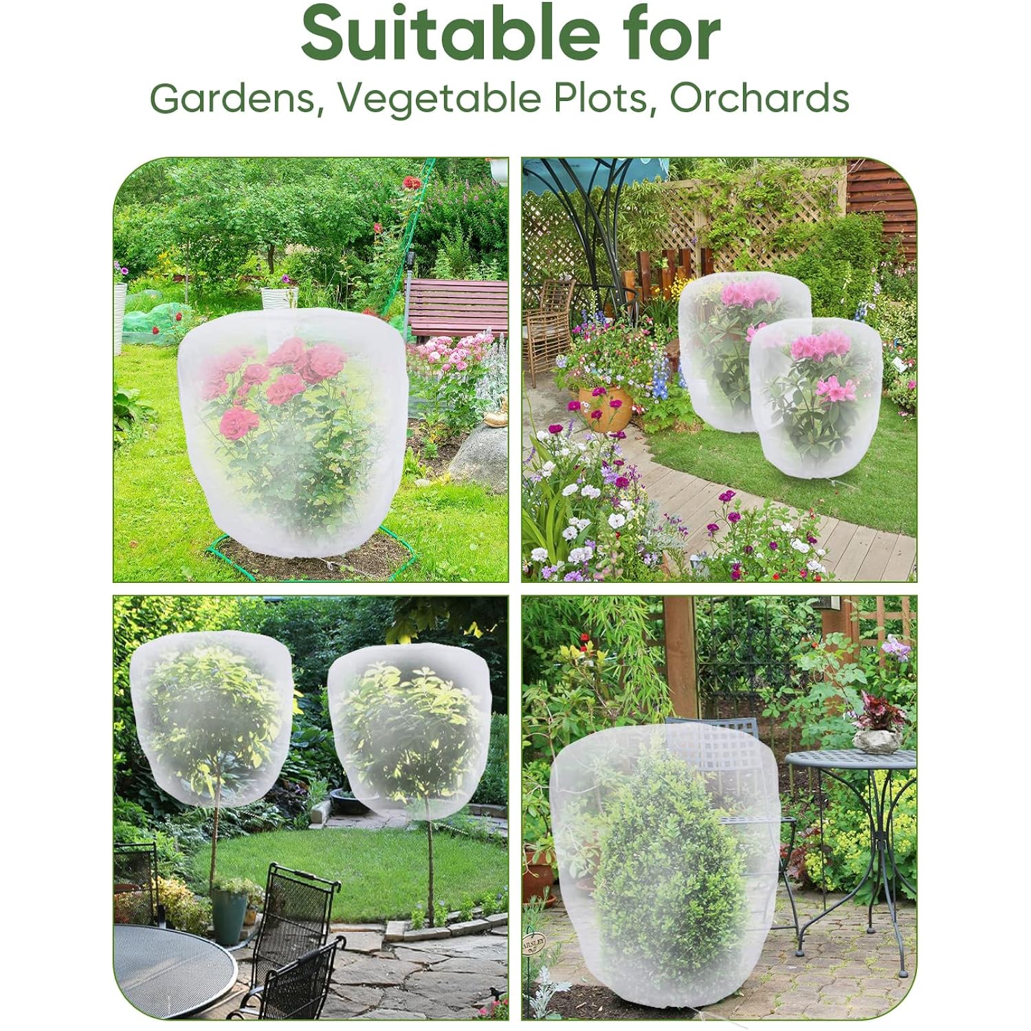 Bird Netting For Garden Protection - 4 Pack Garden Netting Pest Barrier With Drawstring,3.3Ft X 2.7Ft Mosquito Net Tomato Protective Cover Garden Plant Netting For Cicadas Vegetables Blueberry Bushes