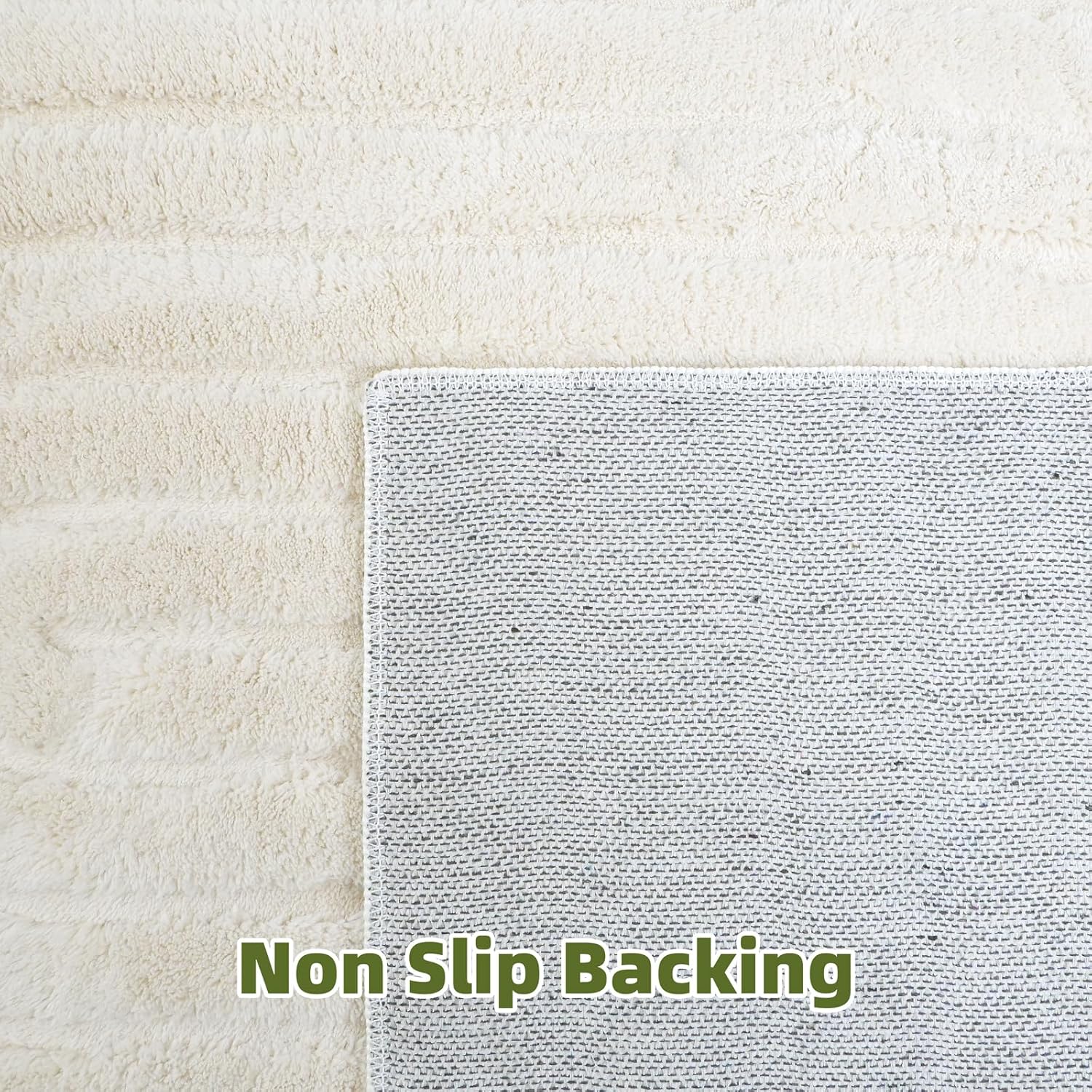 Beige Solid Area Rug 8x10 – Large Washable Soft Indoor Rugs for Living Room Bedroom, Modern Geometric Bohemian Pattern High-Low Pile Textured Carpet for House Apartment, Home Office Decor