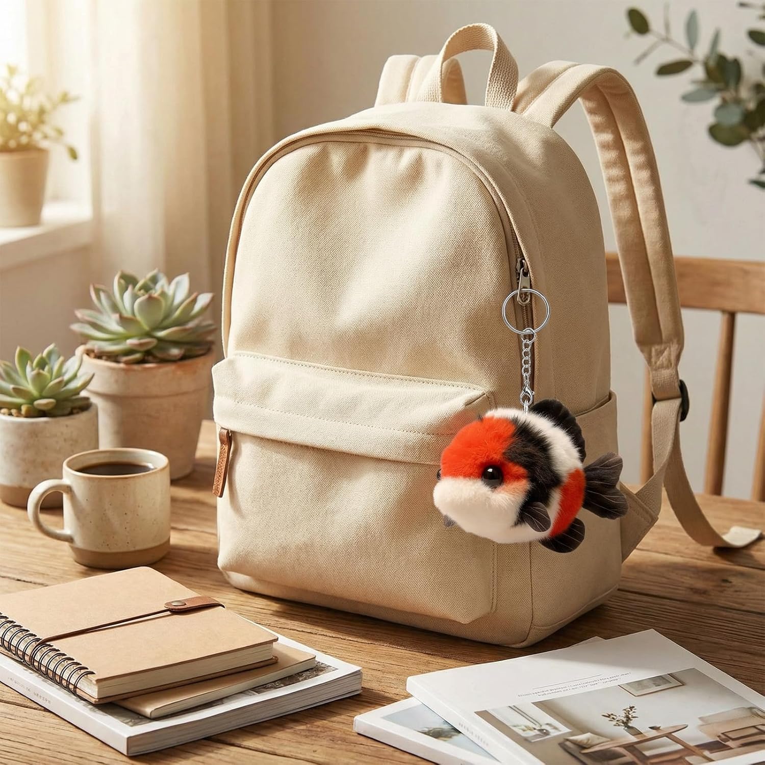 Angyape Cute Koi Fish Keychain Plush Bag Charms Purse Charms for Handbags Tote Bags Backpacks Lucky Accessories Gifts