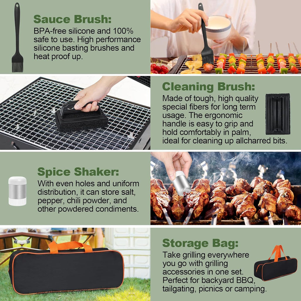 18Pcs Griddle Accessories Kit, Flat Top Grill Accessories Set For Blackstone And Camp Chef, Grill Spatula Set With Enlarged Spatulas, Basting Cover, Scraper For Outdoor Bbq