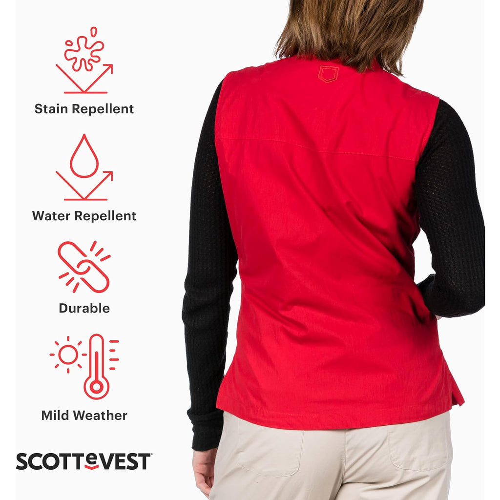 Scottevest 101 Vest For Women - 9 Hidden Pockets - Water Repellent For Travel & More
