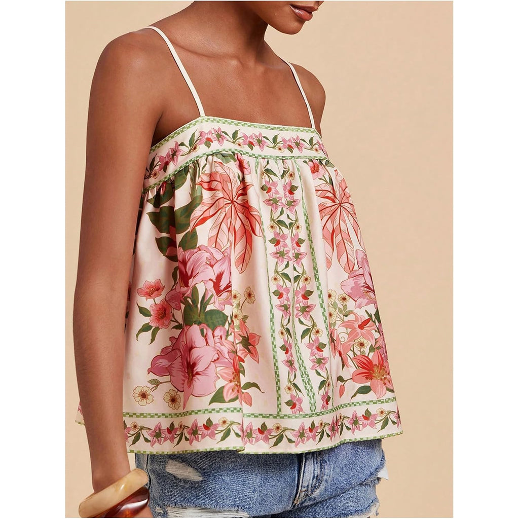 Soly Hux Women'S Boho Floral Cami Top Spaghetti Strap Sleeveless Vacation Summer Camisole
