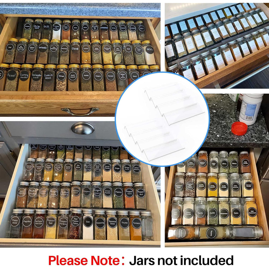 Miukaa Clear Acrylic Spice Drawer Organizer, 4 Tier- 2 Set Expandable From 13" To 26" Drawer Seasoning Organizer, Kitchen Spice Rack Tray For Drawer/Countertop (Jars Not Included)