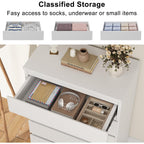 Jocoevol White 5 Drawer Dresser For Bedroom, 15" D X 23.7" W X 40.4" H In Simply Modern Chest Of Drawers, Wood Storage Dresser With Deep Drawers For Living Room Hallway Entryway, White