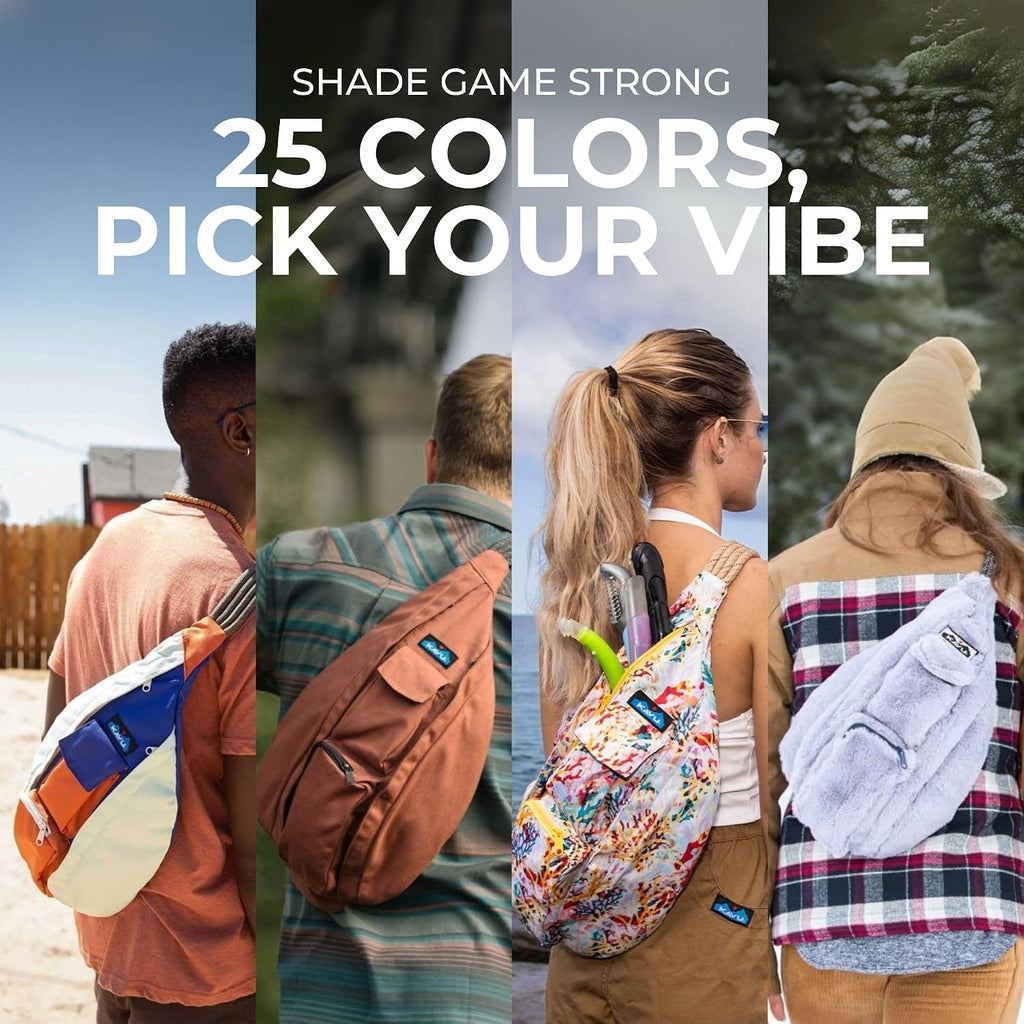 Kavu Rope Sling Bag - Large Crossbody Bags For Women & Men | Hands Free, Cross Body For Travel, Hiking & Everyday Carry, With Padded Back, Adjustable Rope Strap & Cotton Canvas
