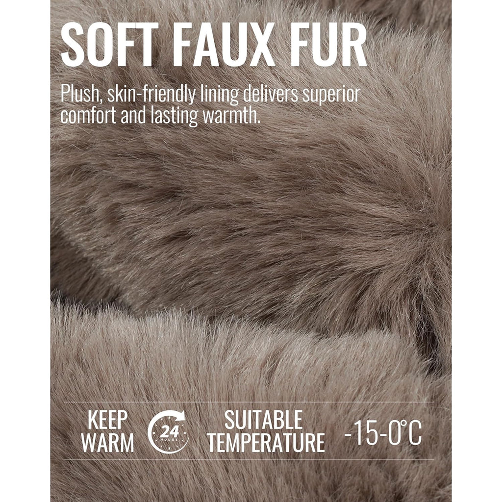 CLAPE Winter Trapper Hat with Ear Flaps, Waterproof PU Leather Aviator Hat with Faux Fur Lining for Men & Women