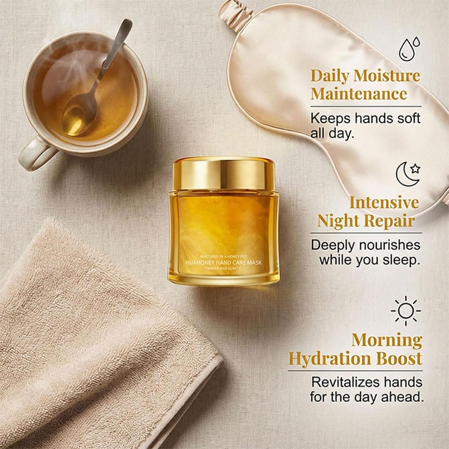 Moisturizing Nourishing Honey Hand Mask – Hydrating Peel Off Hand Wax Mask, Softens & Exfoliates Dry Skin, Nourishing Hand Care Treatment for All Skin Types (1Pc)