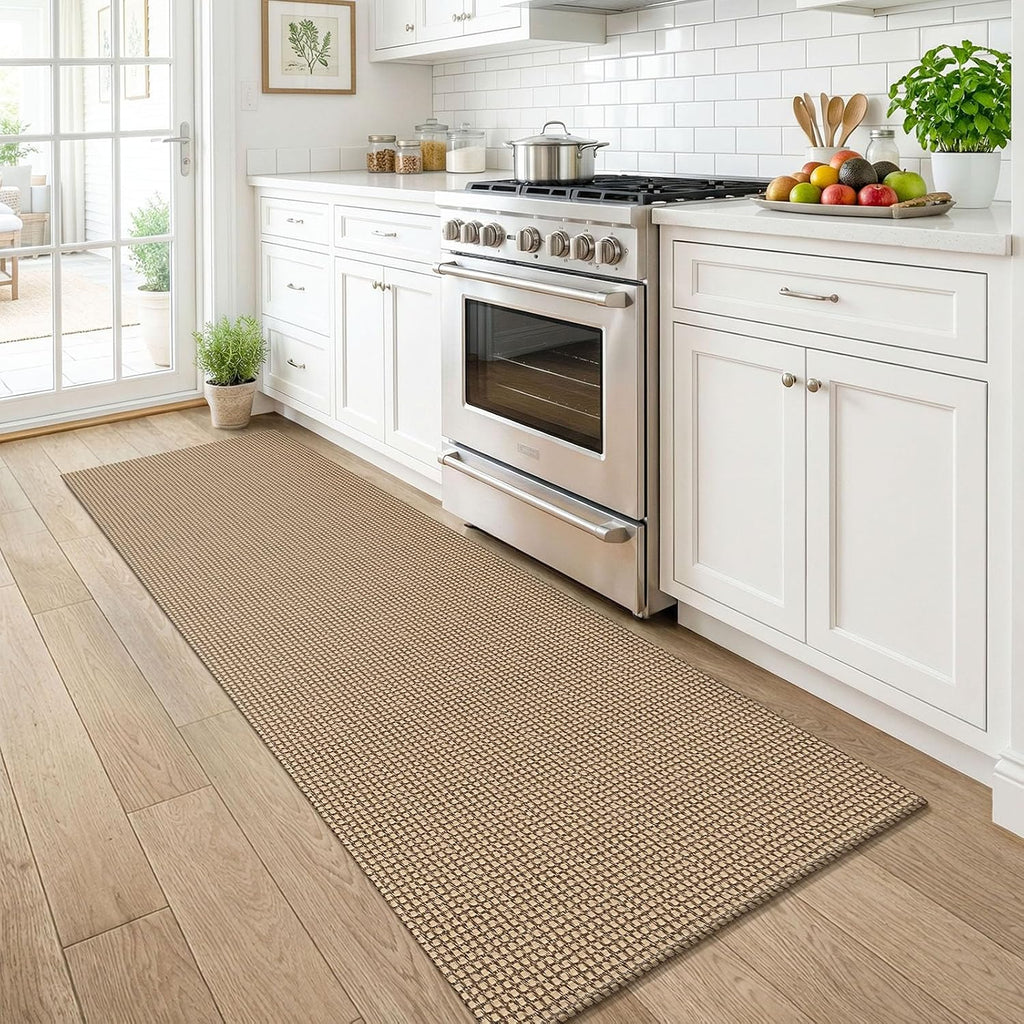 Kozyfly Boho Runners For Hallways 2X6 Ft Washable Kitchen Runner Non Slip Rubber Backed Hall Runners Cotton Entryway Runner Rugs For Indoor Backdoor Bedroom Kitchen, Orange Beige/Tan/Brown