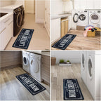 ROMAMIGO Non Slip Laundry Runner Rug - Farmhouse Kitchen Floor Mat for Mudroom and Bathroom - Black, 20 X 47 Inches