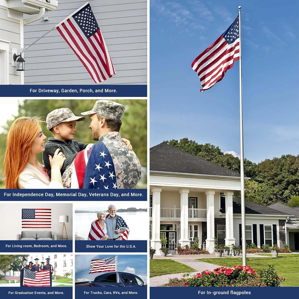 American Flag 3X5 Ft Long Lasting Heavy Duty 420D Polyester Us Flag For High Winds, Tear-Proof Usa Flag With Brass Grommets, Embroidered Stars & Sewn Stripes