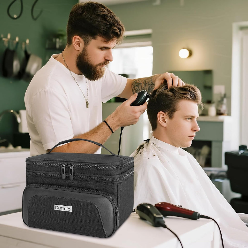 Travel Carrying Case For Hair Clipper, Double Layer Barber Supplies Hair Cutting Tools Storage Bag Compatible With Ufree/Wahl/Andis/Hatteker/Osterpro And Most Standard Men Hair Trimmer