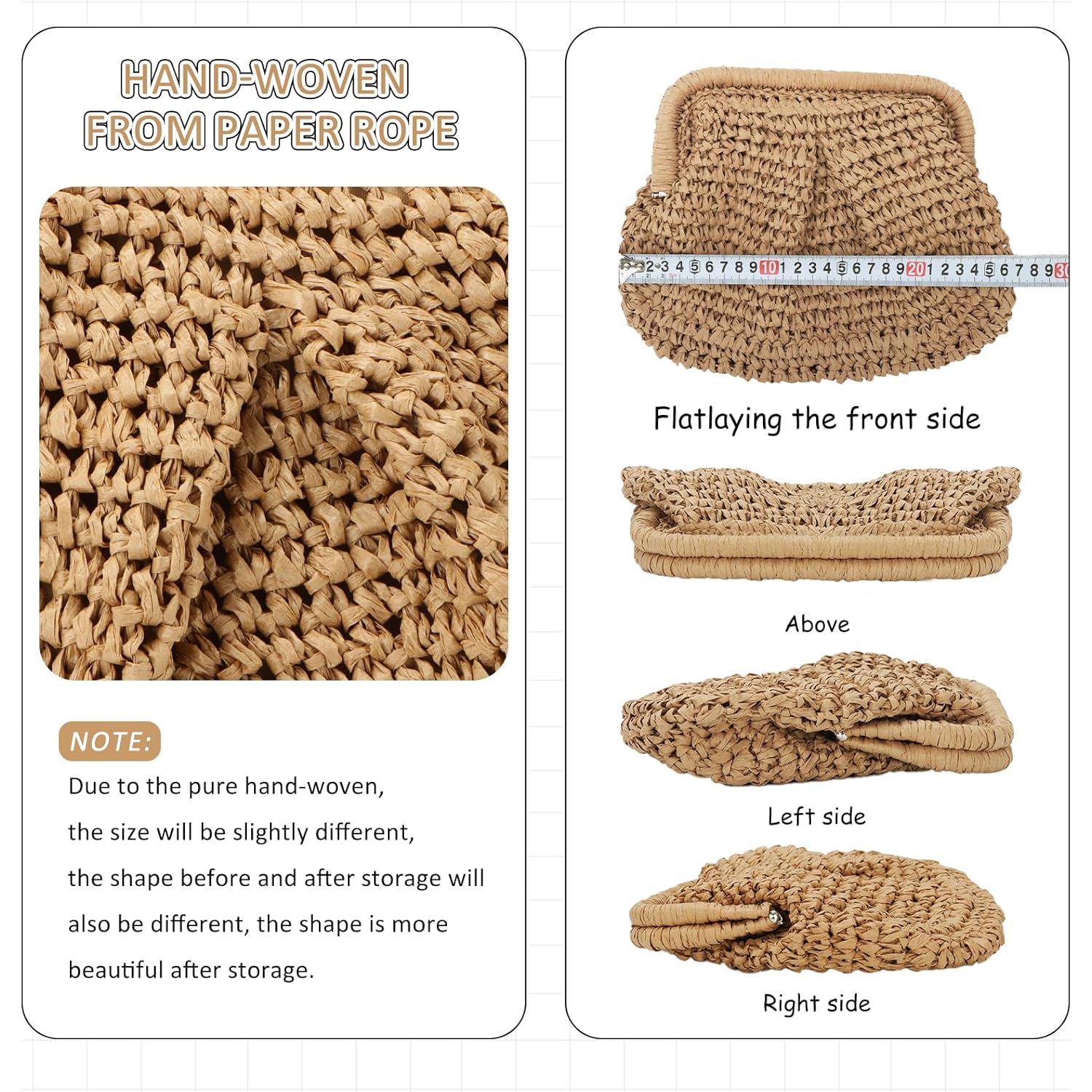Emprier Straw Clutch Purses for Women Cloud Dumpling Pouch Straw Crossbody Shoulder Handbag Summer Beach Woven Bag