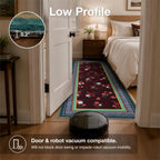 GarveeHome Brown 2x3 Area Rug, Vintage Floral Machine Washable Small Rug, Non Slip TPR Backing, Soft Entryway Mat for Kitchen Bathroom Bedroom Nursery