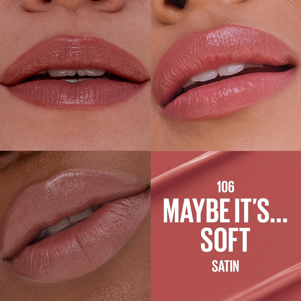 Maybelline Serum Lipstick, Hydrating Lip Makeup With 8Hrs Of Lip Plumping Moisture With Hyaluronic Acid + Oil Blend, Maybe It'S…Soft (Light Terracotta Rose Nude Satin)