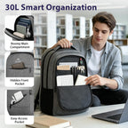 Matein Travel Laptop Backpack, 17 Inch Tsa Approved Carry On Work Bag | College School Bookbag With Trolley Sleeve, Large Business Computer Bag With Anti Theft Pocket, Grey Rucksack For Men Women