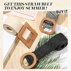 Syhood 3 Pieces Straw Woven Elastic Waist Belt for Women Bohemian Dress Braided Belt