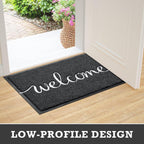Cozybounty Black Door Mat Welcome Mats Outdoor Indoor Non-Slip Doormat For Entryway Low-Profile Floor Mat For Yard, Garage, High Traffic Areas (30"X17.5", Black)