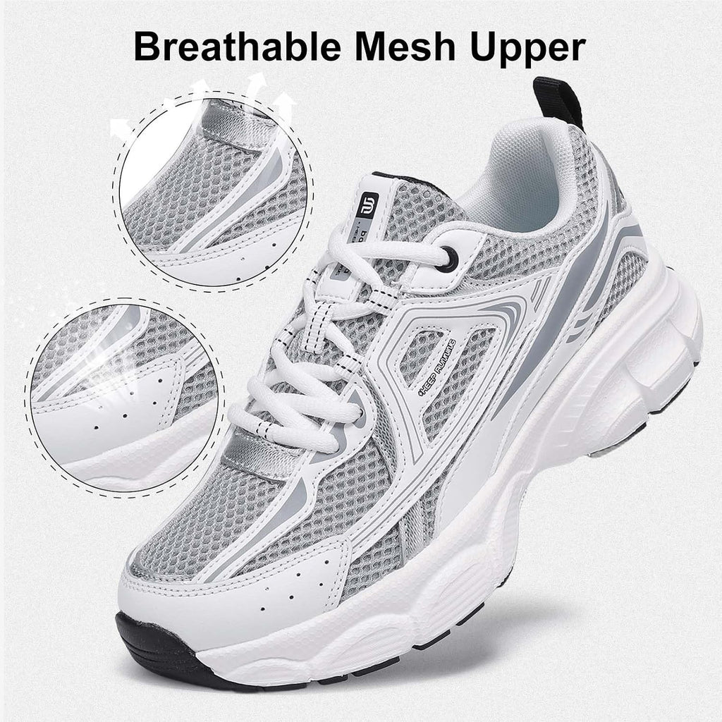 Baasploa Women'S Chunky Fashion Sneakers Casual Sports Shoes Mesh Breathable Athletic Gym Workout Tennis Shoe Platform Thick Walking Shoes