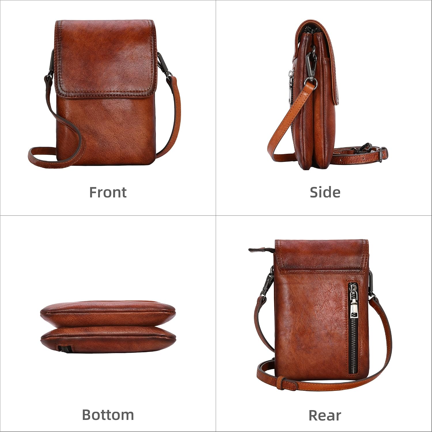 Iswee Leather Crossbody Bags For Women Rfid Blocking Cell Phone Purse Small Anti-Theft Zippered With Card Slots