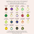 Personalized Birthstone Disc Necklace for Mom or Grandma, Custom Engraved Family Necklace with Names and Birthstones, 13mm Disc Charms with 10mm Round Stones, Gift for Mother, Grandmother, Nana