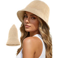 Mesh Woven Bucket Sun Hats For Women Floppy Wide Brim Beach Bucket Hat Foldable Lightweight Uv Protection Summer Cap