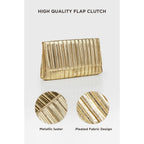 Babeyond Clutch Purses For Women - Evening Bag Gold Pleated Flap Clutch For Formal Party Cocktail Prom Wedding Handbags