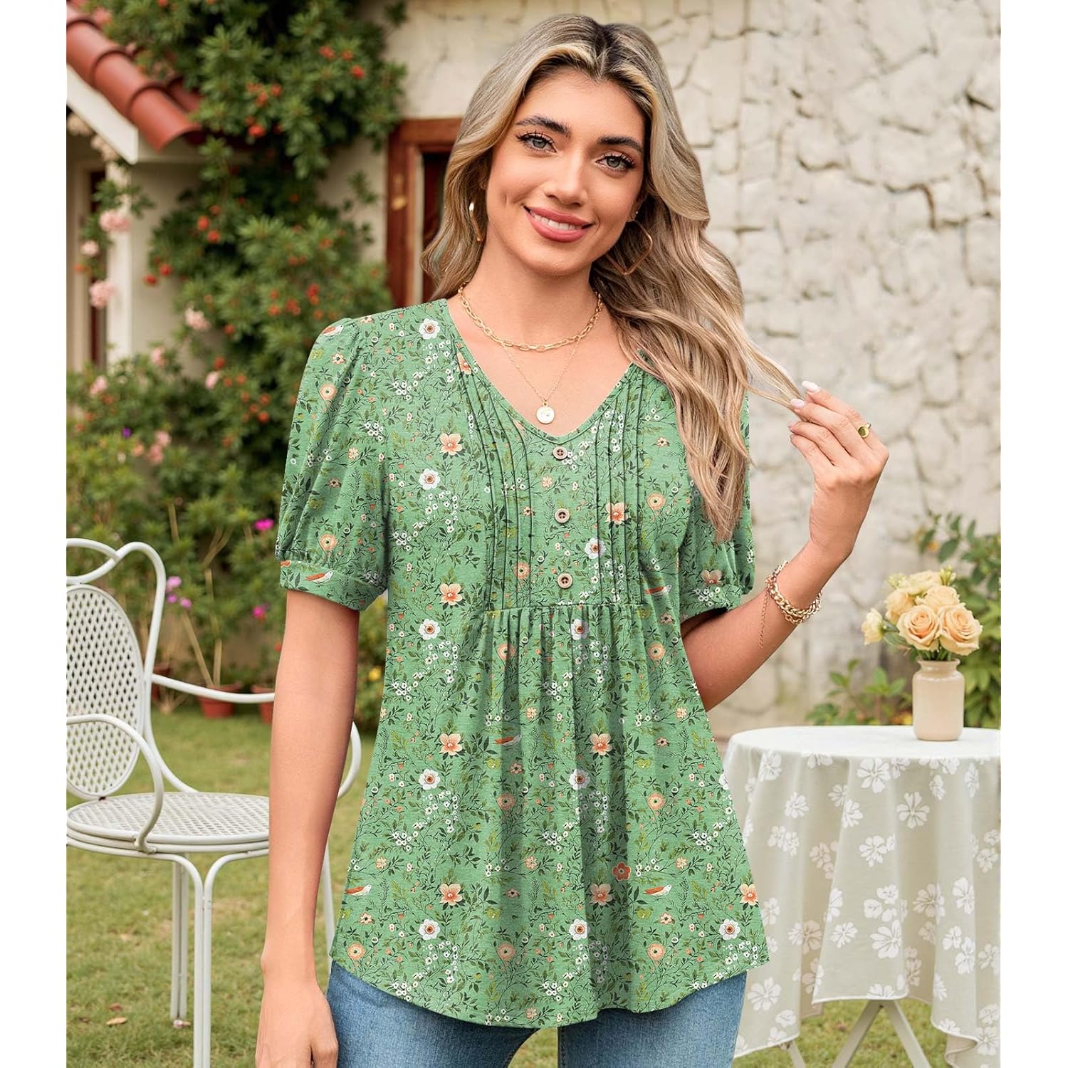 Women's Summer Tunic Tops Casual Dressy Blouses Short Sleeve Shirts M-4XL