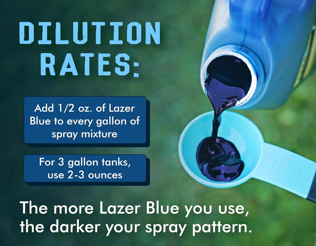 Liquid Harvest Lazer Blue Concentrated Spray Pattern Indicator 8 Ounces Perfect Weed Dye, Herbicide Fertilizer Marking Turf Mark And Marker