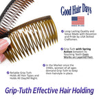 Good Hair Days Grip-Tuth Combs 40415 Set Of 2, Tortoise Shell Color 2 3/4" Wide