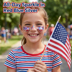 2Pcs 4Th Of July Glitter Stick | Patriotic Red White And Blue Glitter Stick For Face Body Hair, Fourth Of July Accessories & Outfits Women, Usa Flag Makeup For American 250 Anniversary & Memorial Day