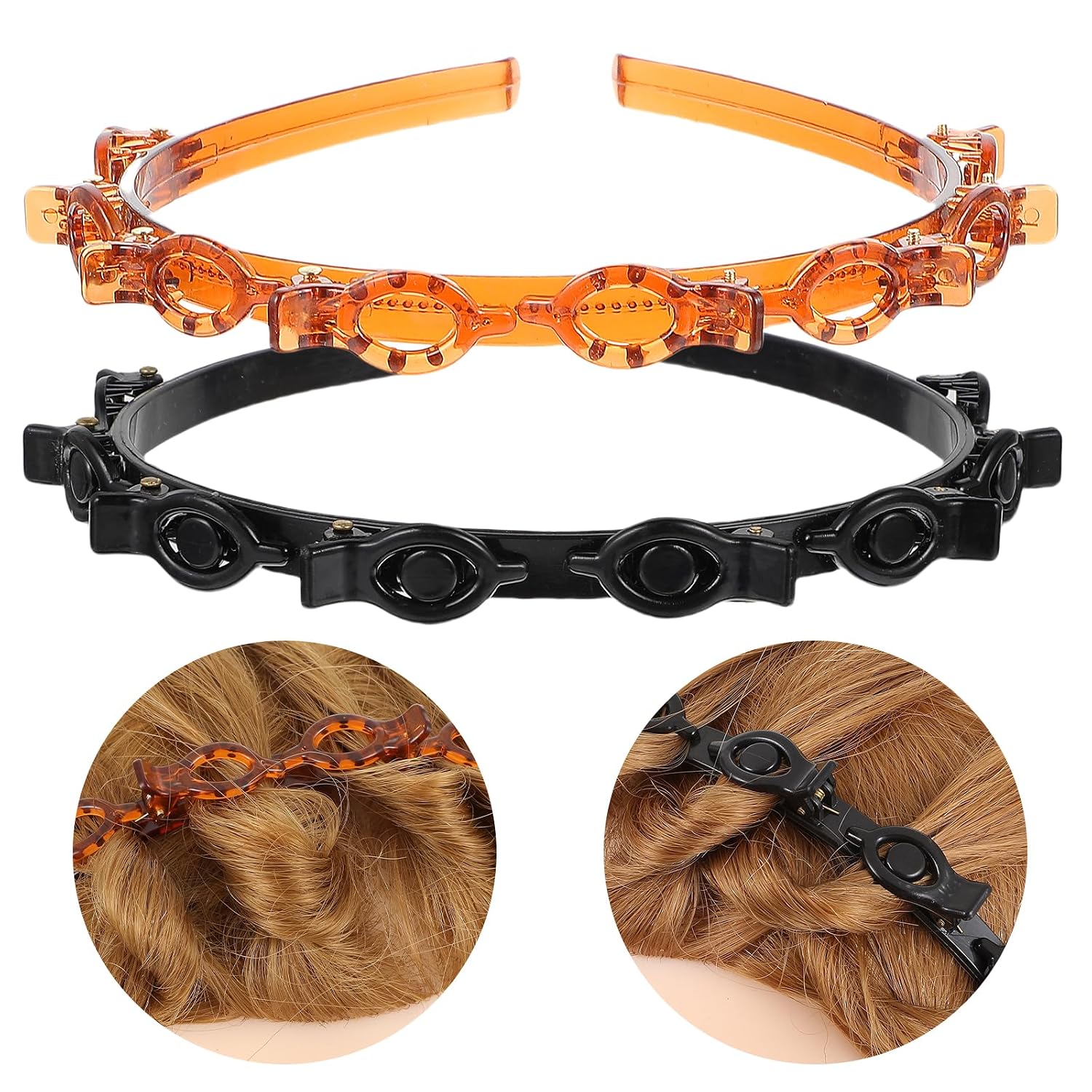 Mabor Headband With Clips, Bangs Hairstyle Hair Clip Headband, Professional Weave Bangs Clip, Toothed Headband Braid Tool For Women Girls Black Brown Hair Styling Accessories