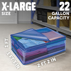 Ziploc Flexible Totes, X-Large Size, 22 Gallon, 2 Count Organizing Tote With Zipper And Built‑In Handles, Flexible & Stackable Clothing And Home Storage Bag