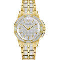 Bulova Ladies' Crystal Octava Gold Stainless Steel 3-Hand Quartz Watch, Crystal Bezel And Dial Style: 98L302