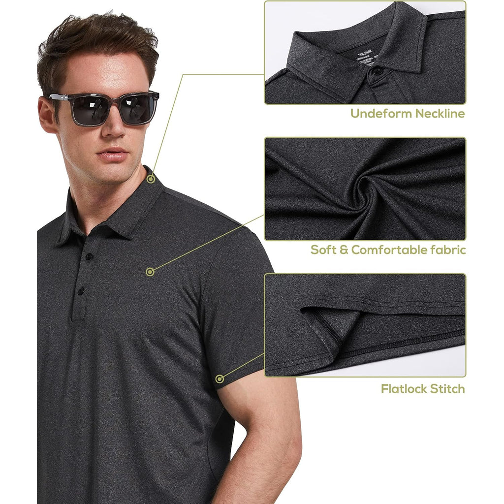 Telaleo 4/5 Pack Mens Polo Shirts Quick Dry Short Sleeve Golf T Shirt Performance Moisture Wicking Casual Workout