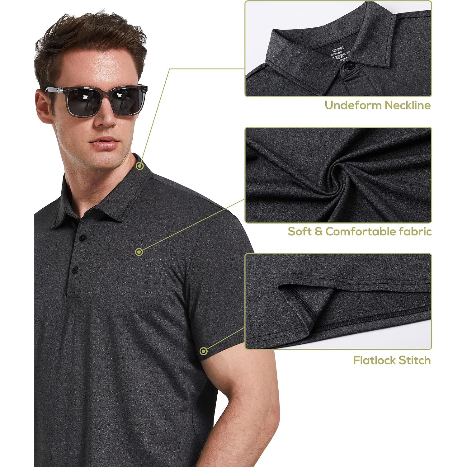 Telaleo 4/5 Pack Mens Polo Shirts Quick Dry Short Sleeve Golf T Shirt Performance Moisture Wicking Casual Workout