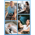 Misting Stroller Fan, 6000Mah Battery Operated Portable Fan With Light & 360° Pivoting, Personal Fans With Flexible Tripod For Baby, Office, Travel,Treadmill,Outdoors