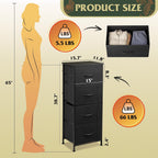 Wlive Dresser With 4 Drawers, Fabric Storage Tower, Organizer Unit For Bedroom, Hallway, Entryway, Closets, Sturdy Steel Frame, Wood Top, Easy Pull Handle, Charcoal Black