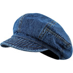 Bidadary Denim Newsboy Beret Hat for Women Cabbie Flat Cap French Newsboy Hat for Traveling Dark Blue