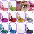 10 Colors Body Glitter,Face Glitter Makeup for Kids Women,Sparkly Chunky Hair Glitter for Eye Lip Hair Nails,Mardi Gras Glitter Makeup Face Paint,Singer Concerts Disco Rave Festival Accessories