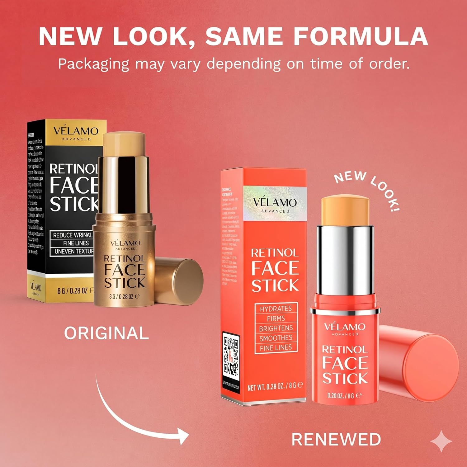 VELAMO ADVANCED Retinol Face Stick – Reduces Fine Lines, Wrinkles & Uneven Texture in 4–8 Weeks – For Mature Skin, Women & Men – 0.28 OZ/8g