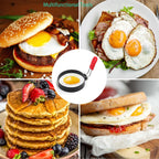 3.5" Egg Rings Set Of 2 With Silicone Handle, Round Mold For English Muffins,Pancake Mold For Indoor Camping Breakfast Sandwiches Egg Mcmuffins