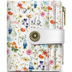 Small Wallet For Women, Rfid Blocking Bifold Card Holder Wallet With 10 Card Slots, Cash Compartment, Zipper Coin Pocket & Id Window, Cute Soft Vegan Leather Compact Wallet, Wildflower