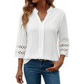 Funlingo 3/4 Length Sleeve Womens Tops V Neck Dressy Casual Blouses Lace Tunic Pleated Shirts Business Casual Outfits 2026