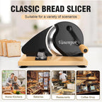 Manual Bread Slicer Adjustable Thickness For Homemade Sourdough | Hand Crank Bread Cutter With Scale & Stable Suction Cups & Wood Base For Even Slicing Perfect Baking Gift For Home Bakers