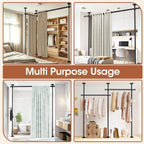 Room Divider Curtain Rod, No Drilling Room Separator For Space Partition Adjustable 4-10Ft(H) 28-70Inch(W) Heavy Duty Temporary Wall Divider Floor To Ceiling Tension Rod, Black
