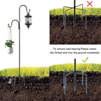 Mipon Adjustable 78/62/46/30 Inch Double Shepherds Hooks Or Outdoor | Garden Shepards Hook For Outdoor Bird Feeder,Hanging Plants,Solar Light,3/4 Inch Width