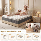 Queen Mattress, 12 Inch Hybrid Queen Mattress In A Box, Medium Firm Memory Foam Mattress, With Individual Pocket Springs, Upgrade Zoned Support, Motion Isolation&Pressure Relief, Certipur-Us